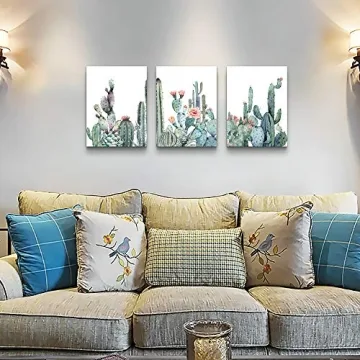Modern Botanical Canvas Wall Art Set 3 Pieces Ready to Hang