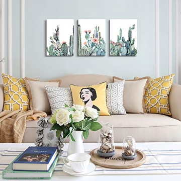 Modern Botanical Canvas Wall Art Set 3 Pieces Ready to Hang