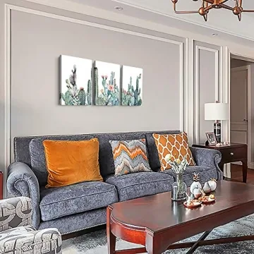 Modern Botanical Canvas Wall Art Set 3 Pieces Ready to Hang