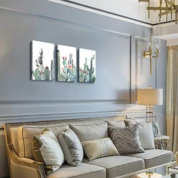 Modern Botanical Canvas Wall Art Set 3 Pieces Ready to Hang