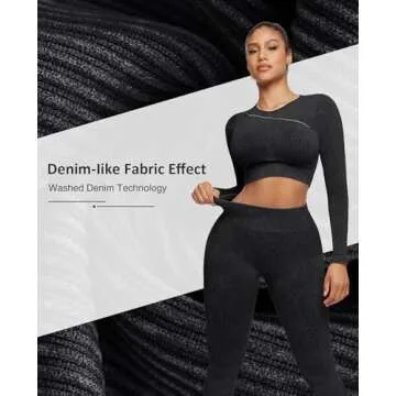 FeelinGirl Workout Sets for Women Long Sleeve 2 Piece Yoga Outfits Seamless Ribbed Zipper Crop Top High Wasit Legging Sets Black 2XL