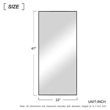 MIRUO Full Length Mirror Decor Wall Mounted / Floor Mirror Dressing Mirror Make Up Mirror Bathroom/Bedroom/Living /Dining Room/Entry, Black, 47" x 22"