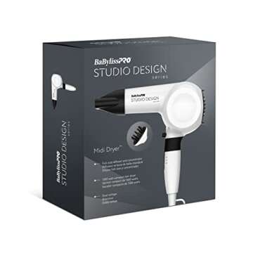 BaBylissPRO Studio Design Series Midi 1000 Watt Compact Hair Dryer, Hair Styling & Appliances, BCI250UC