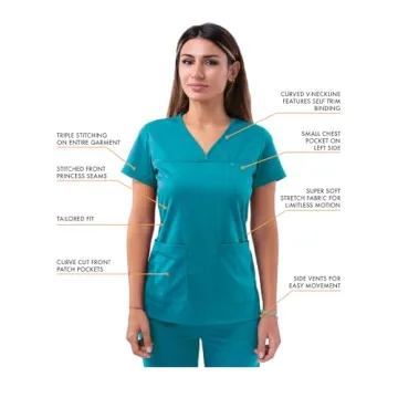 Adar Pro Movement Booster Scrub Set Sweetheart V-Neck Yoga Pants