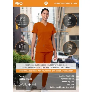 Adar Pro Movement Booster Scrub Set Sweetheart V-Neck Yoga Pants