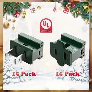 Christmas Lighting Male and Female Green Slip Plug Set, Vampire Plug, Gilbert Plug, Zip Plug, 30 Packs (SPT-1)