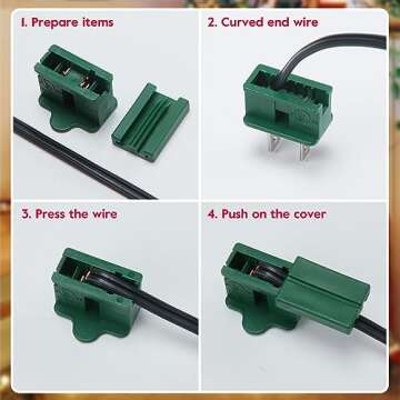 Christmas Lighting Male and Female Green Slip Plug Set, Vampire Plug, Gilbert Plug, Zip Plug, 30 Packs (SPT-1)
