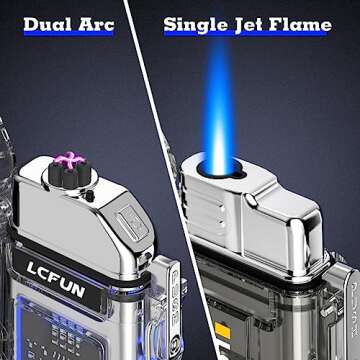 LcFun Waterproof Lighter 2 Pack, Electric Lighter USB C Rechargeable, Torch Lighters Butane Refillab...