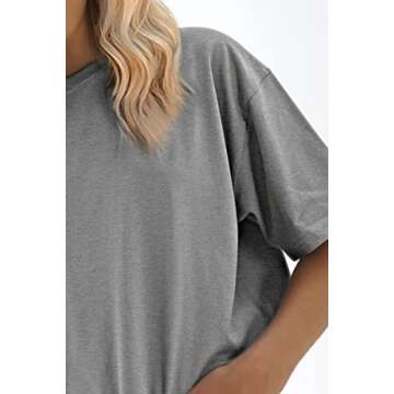 ATHMILE Womens Oversized T Shirts Loose Fit Crewneck Short Sleeve Tops Summer Casual Blouse 2025 Y2K Basic Tee Grey