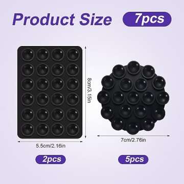 LUTER 7pcs Silicone Suction Cup Phone Holders, Multipurpose Suction Phone Case Adhesive Suction Cup Phone Adhesive Mount Phone Suction Mount for Mobile Phones (Black)