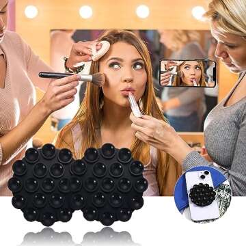 LUTER 7pcs Silicone Suction Cup Phone Holders, Multipurpose Suction Phone Case Adhesive Suction Cup Phone Adhesive Mount Phone Suction Mount for Mobile Phones (Black)