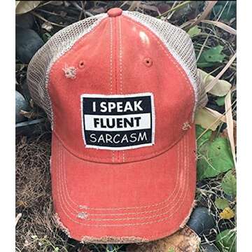 VINTAGE LIFE Distressed Baseball Caps Funny Trucker Hats with Sayings, Unisex (I Speak Fluent Sarcas...
