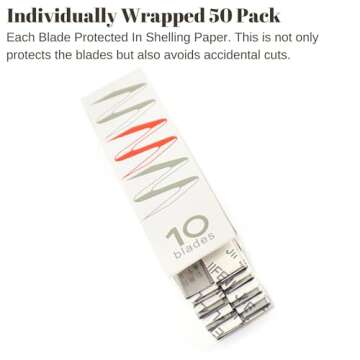 Bezall 50Pcs Stainless Steel Razor Blades for Grooming