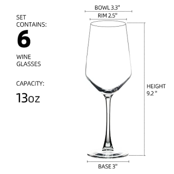 Elegant YANGNAY Wine Glass Set of 6 - Dishwasher Safe
