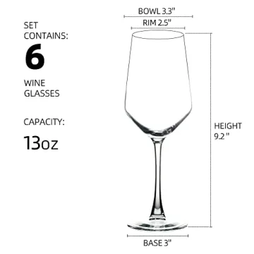 Elegant YANGNAY Wine Glass Set of 6 - Dishwasher Safe