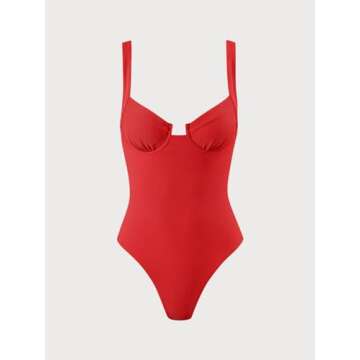 Eco-Friendly BERLOOK Red Knotted One-Piece Swimsuit