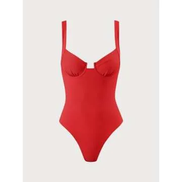 Eco-Friendly BERLOOK Red Knotted One-Piece Swimsuit