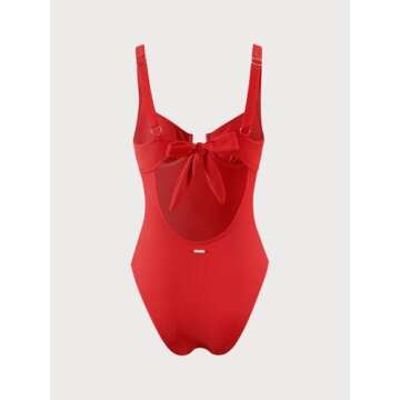 Eco-Friendly BERLOOK Red Knotted One-Piece Swimsuit