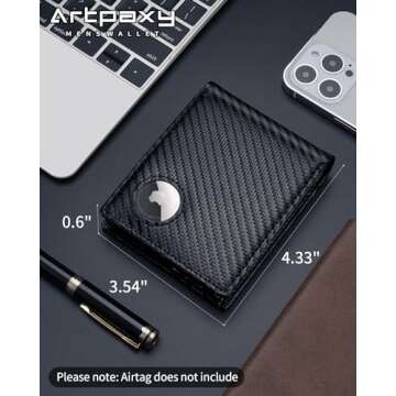 Mens Wallet With AirTag Holder, Bifold Leather RFID Blocking 1 ID Windows 13 Card Holders, Gift Box ...
