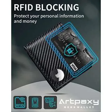 Mens Wallet With AirTag Holder, Bifold Leather RFID Blocking 1 ID Windows 13 Card Holders, Gift Box and Screen Protector Included, AirTag Not Included