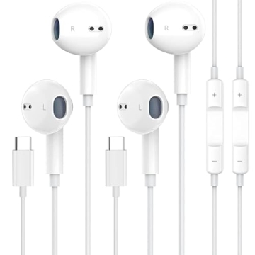 2 Packs USB C Headphones for iPhone & Android, HiFi Sound