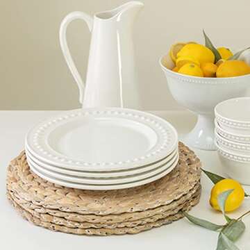 Benson Mills Water Hyacinth Braided Round Placemat Set of 4 (Whitewash, 15" Round)