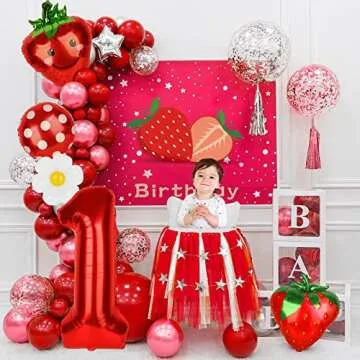 Dripykiaa Berry First Birthday Balloon Set for Girls Party