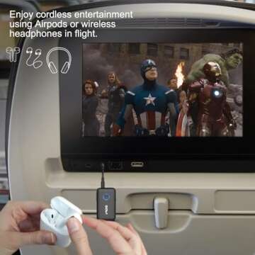 YMOO Bluetooth 5.3 Transmitter Receiver for TV/Airplane, Supports 2 Headphones/Speaker with AptX Ada...