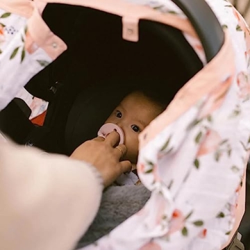 Little Unicorn 100% Cotton Muslin Car Seat Canopy | Super Soft Lightweight Cover with Window | Breathable | Magnetic Closure | Baby and Infant | Machine Washable | Shower Gift (Watercolor Roses)