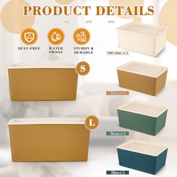 Menkxi Stackable Storage Bins with Lids - 4 Pcs