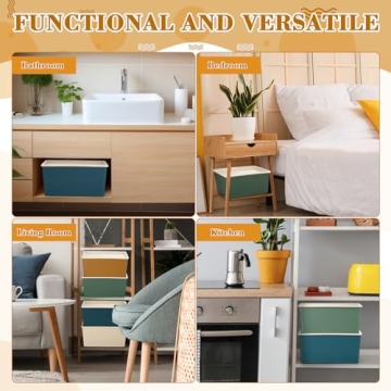 Menkxi Stackable Storage Bins with Lids - 4 Pcs