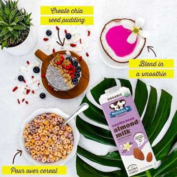 Mooala Organic Vanilla Bean Almond Milk Unsweetened 32 fl oz (Pack of 6) – Shelf-Stable, Lactose Free, Gluten-Free, Vegan, No Added Sugar, Plant-Based Beverage