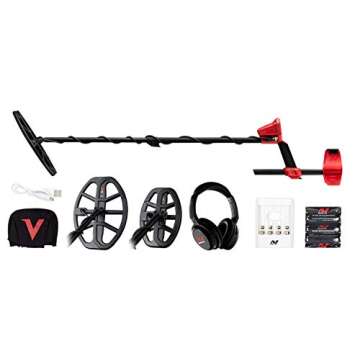 Minelab Vanquish 540 Pro-Pack Multi-Frequency Metal Detector for Adults with V12 12"x9" & V8 8"x5" Double-D Waterproof Coils (4 Detect Modes, Bluetooth Headphones & Rain Cover Included)