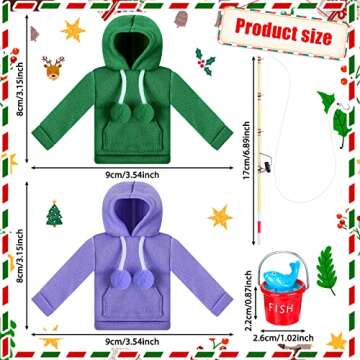 Meooeck 6 Pieces Christmas Elf Accessories Set Including 2 Holiday Elf Doll Clothes Outfit, and 4 El...