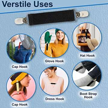 Elastic Scarf and Hat Clips Attacher with Extra Heavy Clips - Off White