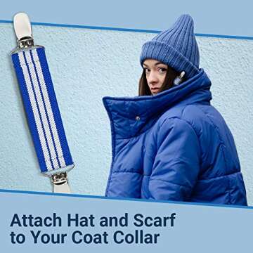 Elastic Scarf and Hat Clips Attacher with Extra Heavy Clips - Off White