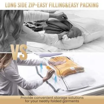 TAILI Long Side Zip Vacuum Storage Bags - 8 Pack Jumbo