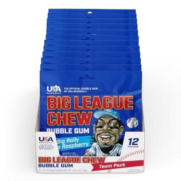 Big League Chew Blue Raspberry Bubble Gum Pack of 12
