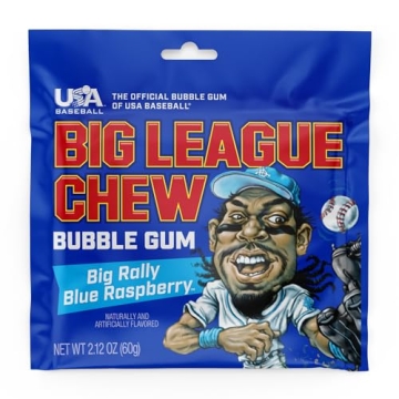Big League Chew Blue Raspberry Bubble Gum Pack of 12