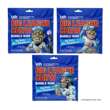 Big League Chew Blue Raspberry Bubble Gum Pack of 12