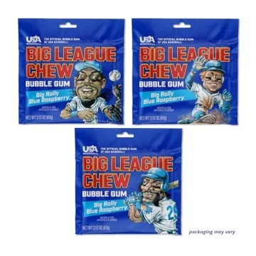 Big League Chew Blue Raspberry Bubble Gum Pack of 12