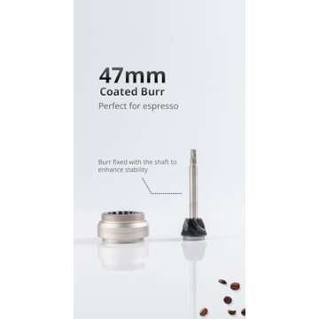 1Zpresso JE-Plus S Manual Coffee Grinder, Coated Conical Burr, Extremely adjustment, 12.5 microns each click, Foldable Handle, Magnet Catch Cup Capacity 40g with Blind Shaker, Ideal for Espresso