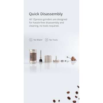 1Zpresso JE-Plus S Manual Coffee Grinder, Coated Conical Burr, Extremely adjustment, 12.5 microns each click, Foldable Handle, Magnet Catch Cup Capacity 40g with Blind Shaker, Ideal for Espresso