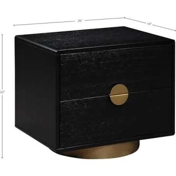 Meridian Wade Collection Modern Night Stand in Black Finish