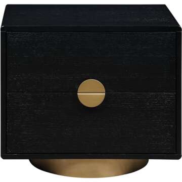 Meridian Wade Collection Modern Night Stand in Black Finish