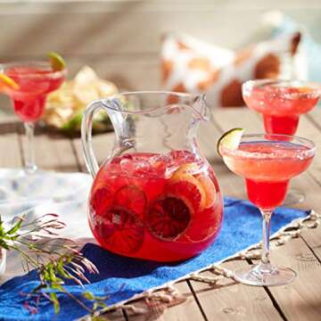Libbey Indoors Out Break-Resistant Margarita Entertaining Set with 6 Margarita Glasses and Pitcher