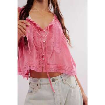 Chic Women Y2K Lace Trim Tank Top for Any Occasion