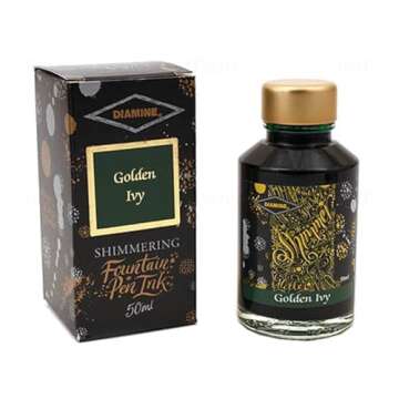 Diamine Shimmering Fountain Pen Ink, 50ml, Golden Ivy (Waterbased, Non-toxic, pH Neutral, Natural Dy...