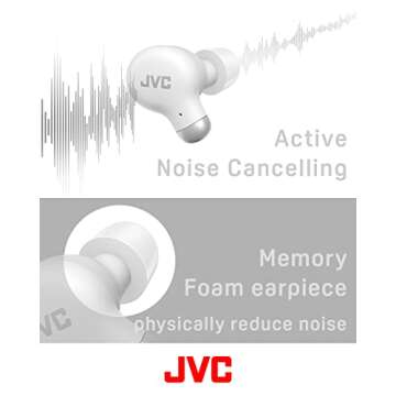 JVC Marshmallow Active Noise Canceling True Wireless Earbuds Headphones, Long Battery Life (up to 28...