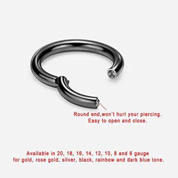 FANSING 14mm Hoop Earrings for Women Men Thick Black Piercing Rings 6 Gauge Septum Nose rings Hoop 6...